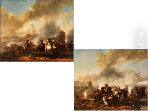 Gemaldepaar Oil Painting by Jan von Huchtenburgh