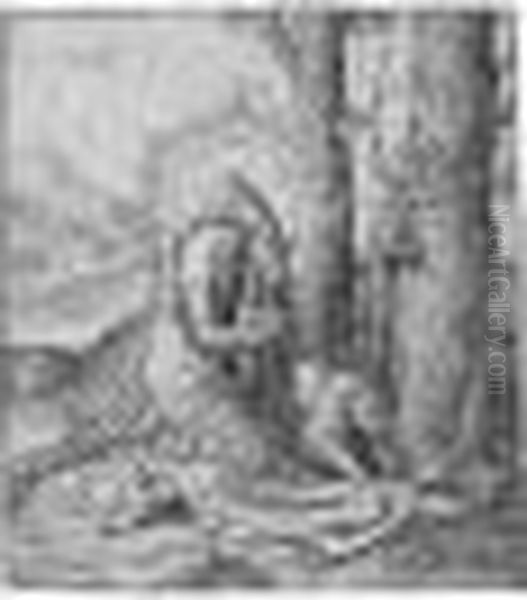 St Jerome In The Desert (holl.113) Oil Painting by Lucas Van Leyden