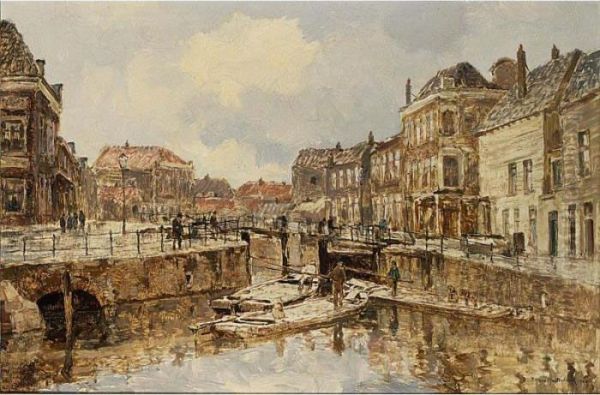 A View Of Schiedam Oil Painting by Johann Hendrik Van Mastenbroek