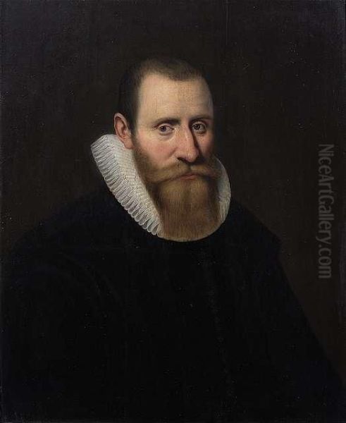 Portrait Of A Man. Oil/oak Oil Painting by Michiel Jansz. Van Miereveldt