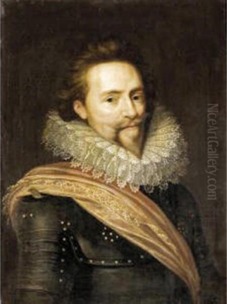 Portrait Of A Gentleman, Probably Prince Frederick Of Bohemia Oil Painting by Michiel Jansz. Van Miereveldt