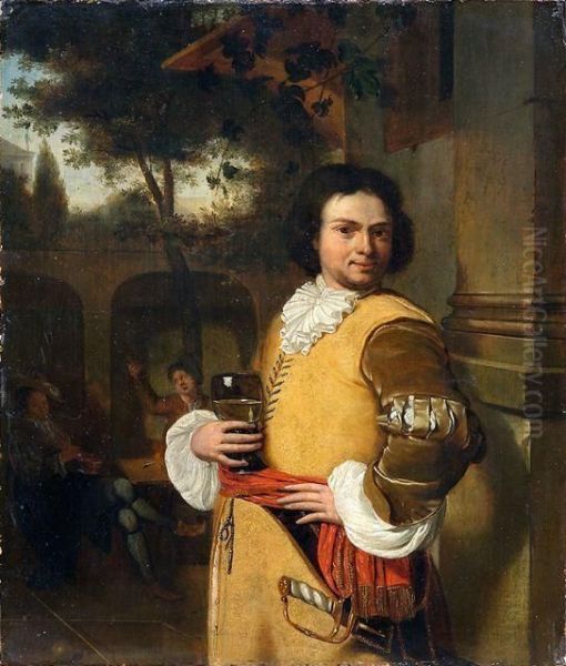 Mann Mit Romer Oil Painting by Willem van Mieris