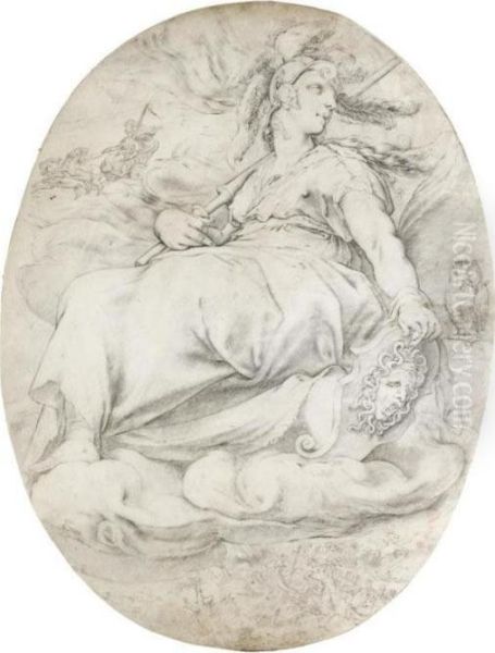 Minerva, After Goltzius Oil Painting by Willem van Mieris