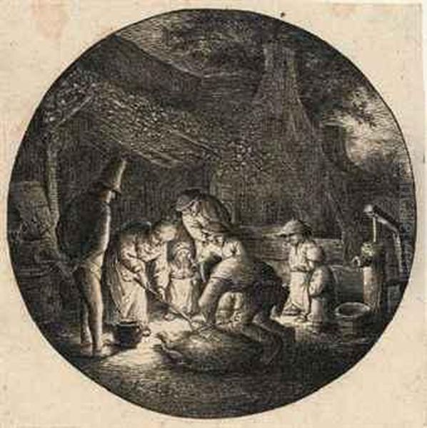 The Pig Killers Oil Painting by Adriaen Jansz. Van Ostade