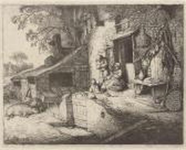 The Woman Spinning Oil Painting by Adriaen Jansz. Van Ostade