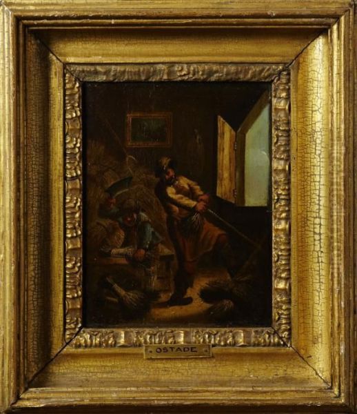 Hans Art: Linmakare Oil Painting by Adriaen Jansz. Van Ostade