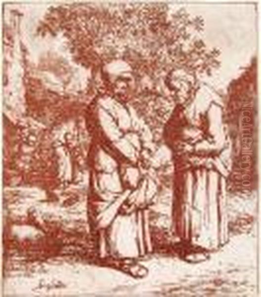 Die Beiden Gevatterinnen Oil Painting by Adriaen Jansz. Van Ostade