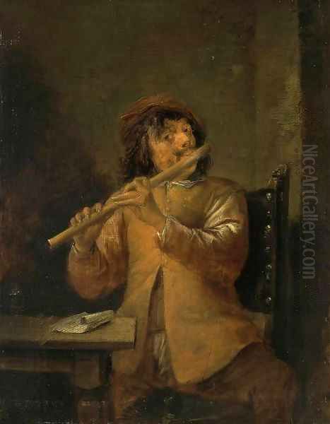 The Flautist Oil Painting by David The Younger Teniers