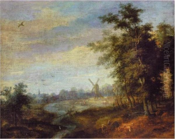 Landschaft Mit Oil Painting by Lucas Van Uden