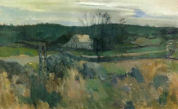 Middlebrook Farm Oil Painting by John Henry Twachtman