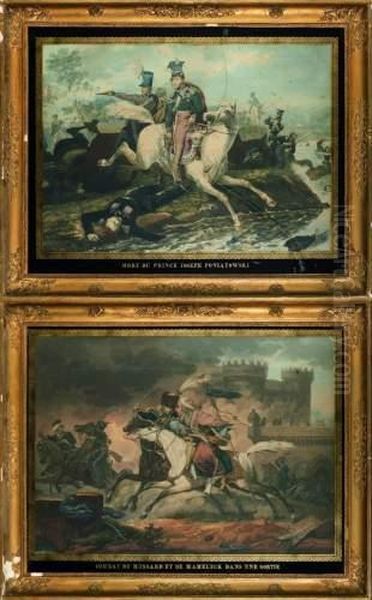 D'apres, Paire De Gravures :combat De Hussards Oil Painting by Carle Vernet
