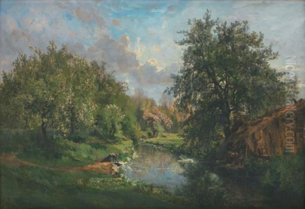 Le Printemps A Senlis Oil Painting by Alexandre Rene Veron
