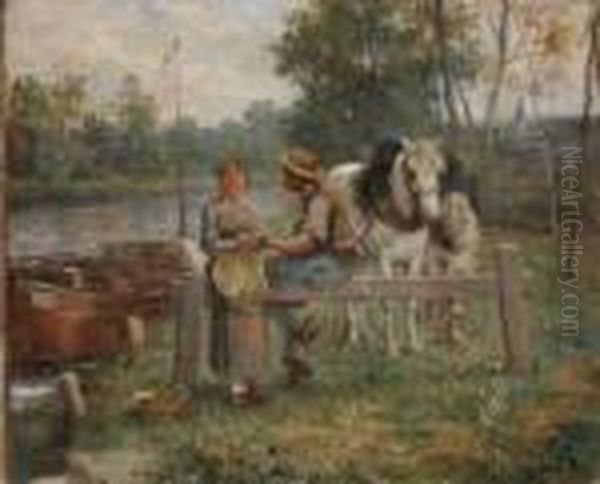 Le Couple De Haleurs Oil Painting by Jules Jacques Veyrassat
