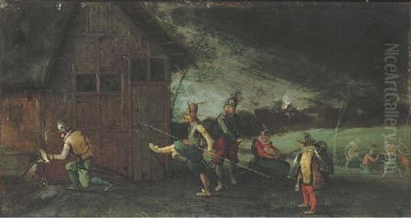 Soldiers Looting A House Oil Painting by David Vinckboons