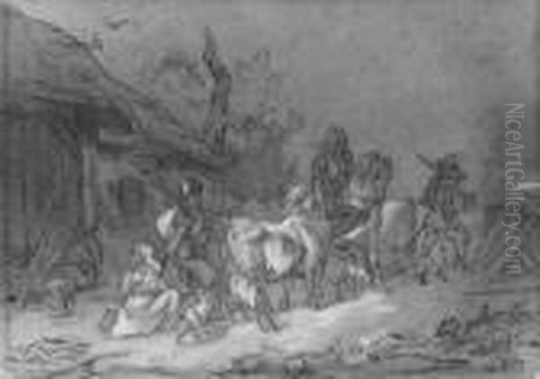 Szene Aus Der Zeit Des Dreissigjahrigen Krieges Oil Painting by Friedrich Johann Voltz