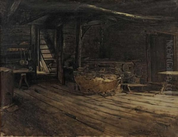 Kuche In Straganz Oil Painting by Franz Von Defregger