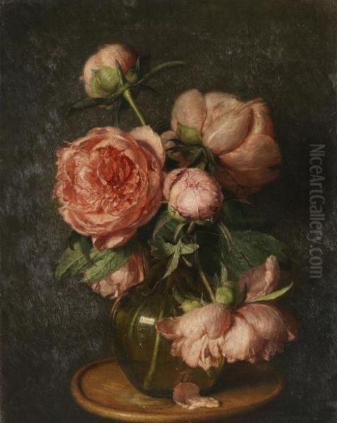 Sillleben Mit Pfingstrosen Oil Painting by Eduard Von Grutzner