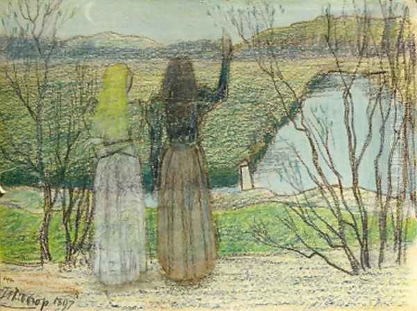 Avondstemming Oil Painting by Jan Toorop