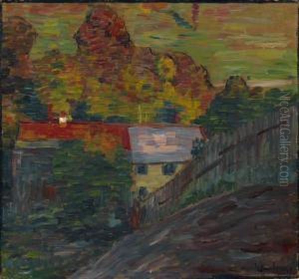 Landschaft Mit Rotem Dach, Wasserburg Oil Painting by Alexei Jawlensky