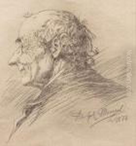 Mann Im Profil Oil Painting by Adolph von Menzel