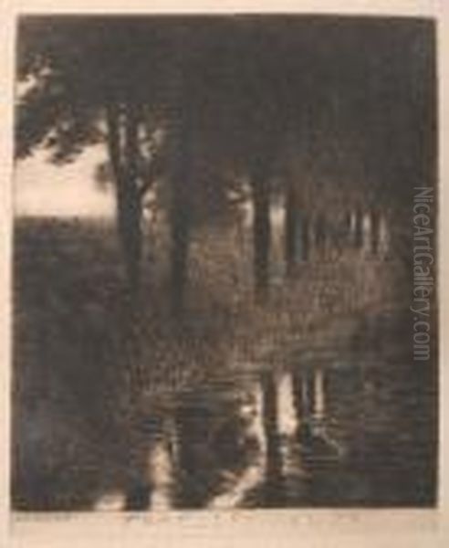 Forellenweiher Oil Painting by Franz von Stuck