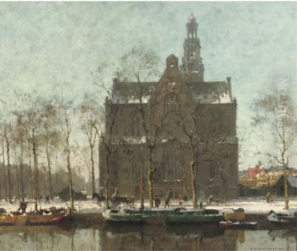 A View Of The Westerkerk In Winter Oil Painting by Cornelis Vreedenburgh