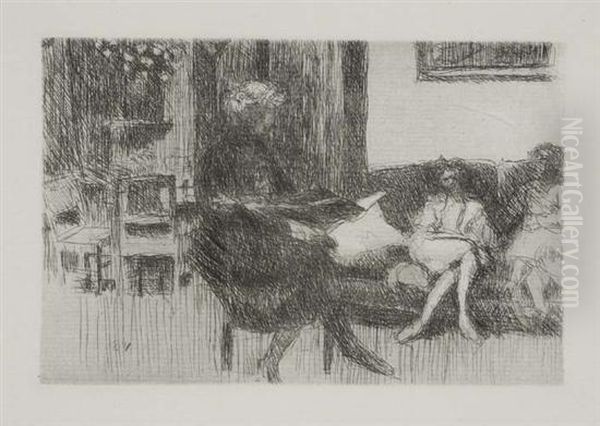 Interieur Au Canape. Oil Painting by Jean-Edouard Vuillard