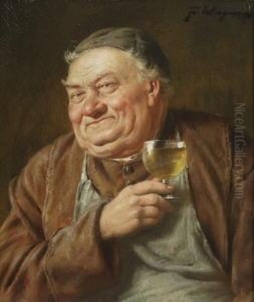 Monch Mit Weinglas. Oil Painting by Fritz Wagner