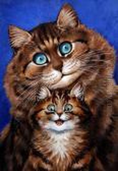 Mother And Child Oil Painting by Louis Wain