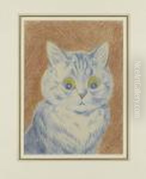 Blue Cat Oil Painting by Louis Wain