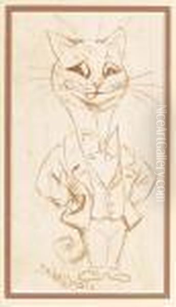 Gentleman Cat Oil Painting by Louis William Wain