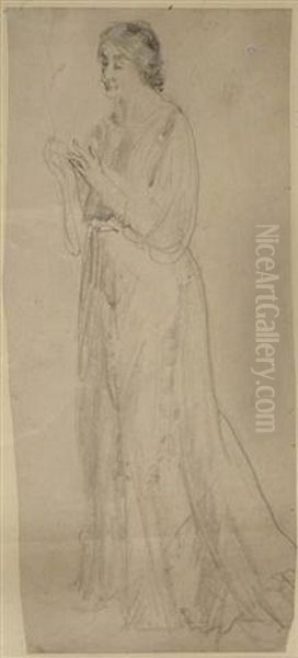 Standing Woman In A Long Dress Oil Painting by Ethel, Dame Walker