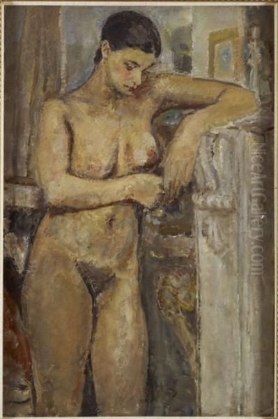 Nude At A Mantelpiece Oil Painting by Ethel, Dame Walker