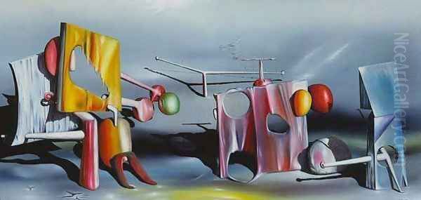 Reply to Red Oil Painting by Yves Tanguy