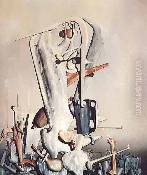 My Life White and Black Oil Painting by Yves Tanguy