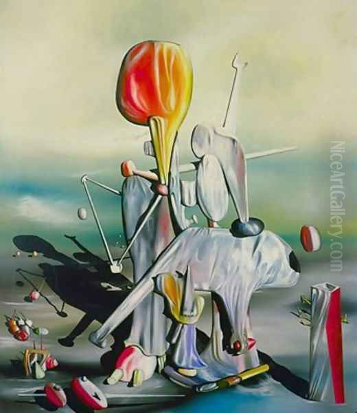 Through Birds, Through Fire and Not Through Glass Oil Painting by Yves Tanguy