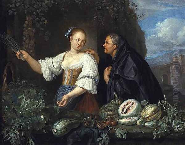 A Vegetable Seller 1670s Oil Painting by Jacob Toorenvliet