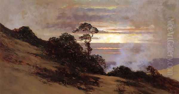 Nocturnal Landscape Oil Painting by Jules Tavernier