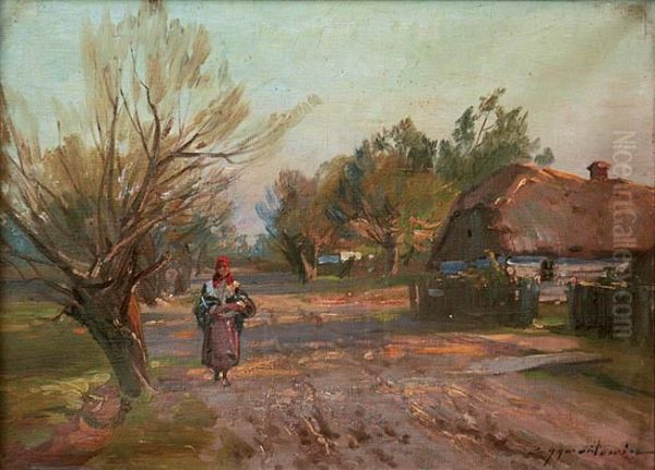 Wiejska Droga Oil Painting by Ignacy (Czeslaw Wasilewski) Zygmuntowicz