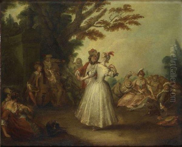 Un Menuet Oil Painting by Jean-Antoine Watteau