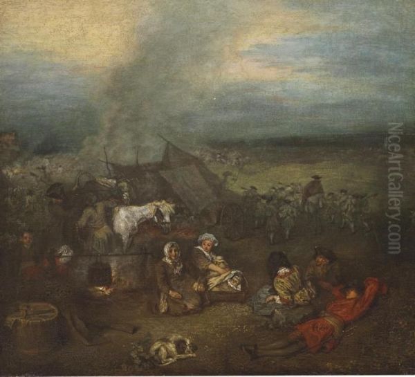 Escorte D'equipages Oil Painting by Jean-Antoine Watteau