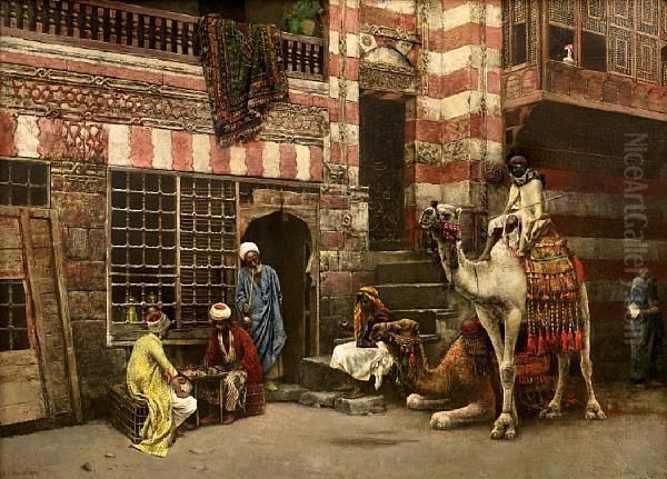 A Game Of Chess Oil Painting by Edwin Lord Weeks