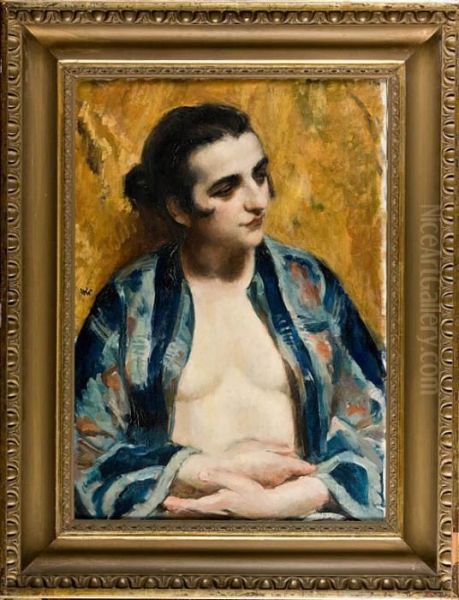 Kobieta W Japonskim Szlafroku, Ok. 1923 R. Oil Painting by Wojciech Weiss