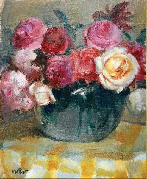 Kwiaty W Wazonie Oil Painting by Wojciech Weiss