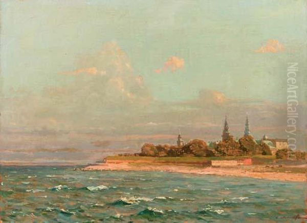 A Town By The Sea Oil Painting by Constantin Alexandr. Westchiloff