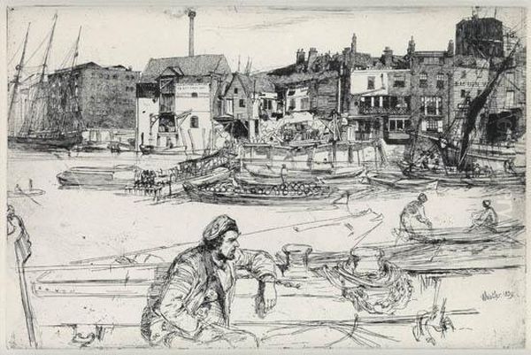 Black Lion Wharf Oil Painting by James Abbott McNeill Whistler