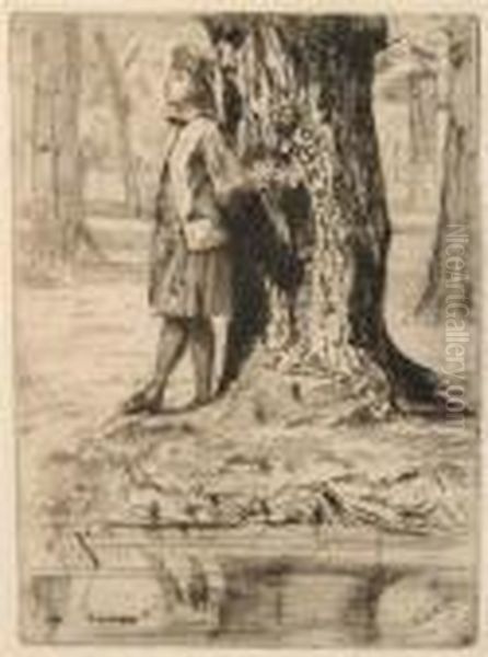 Seymour Standing Under A Tree Oil Painting by James Abbott McNeill Whistler