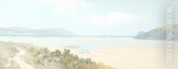 Estuary Of The Gunnell, Newquay Oil Painting by Frederick John Widgery