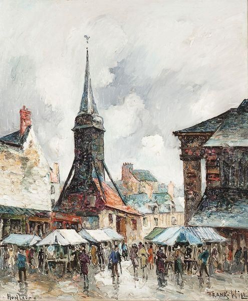 Marche A Honfleur Anime Oil Painting by Frank Will