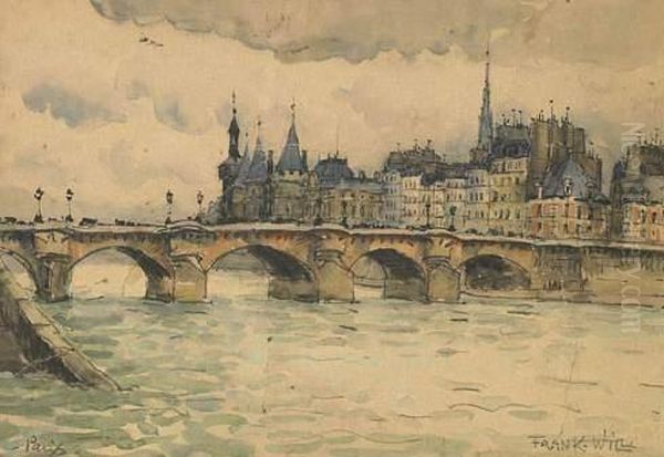 Vue Du Pont Neuf Et De L'ile De La Cite Oil Painting by Frank Will
